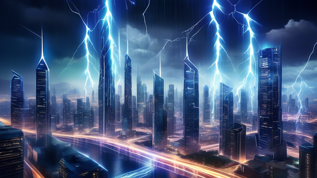 **DALL-E Prompt:**nnCreate an awe-inspiring image of a futuristic cityscape with towering skyscrapers, symbolizing the speed and efficiency of enterprise hosting providers. Depict lightning bolts and